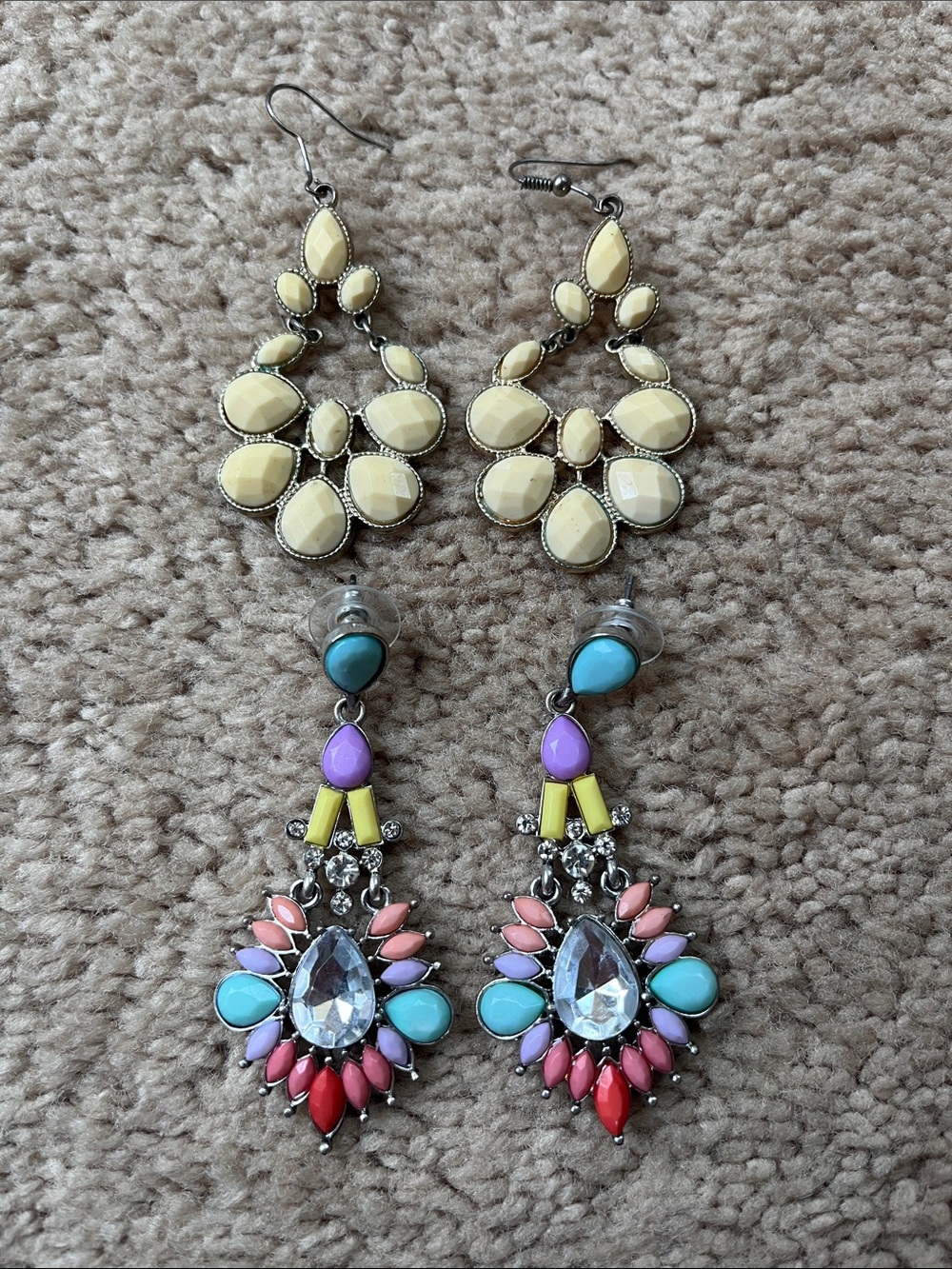 Colorful Teardrop Statement Earrings — Multicolor